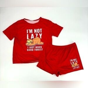 UEC Sloth shorts pajama set size small